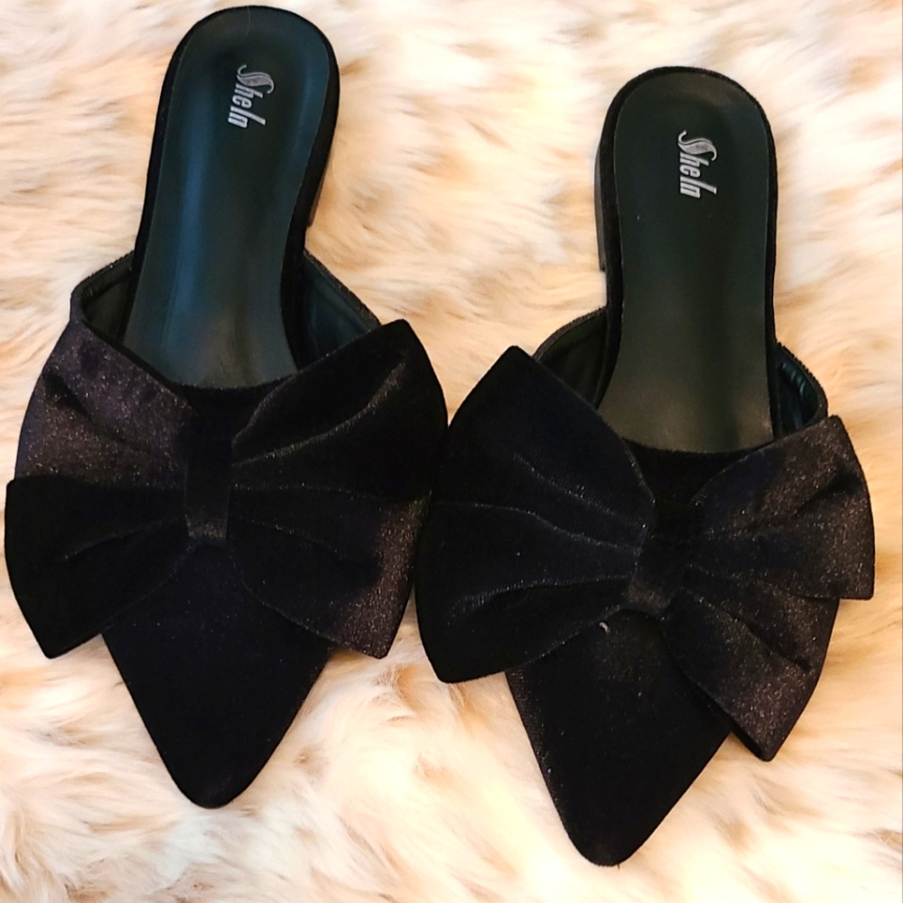 Black Velvet Mules